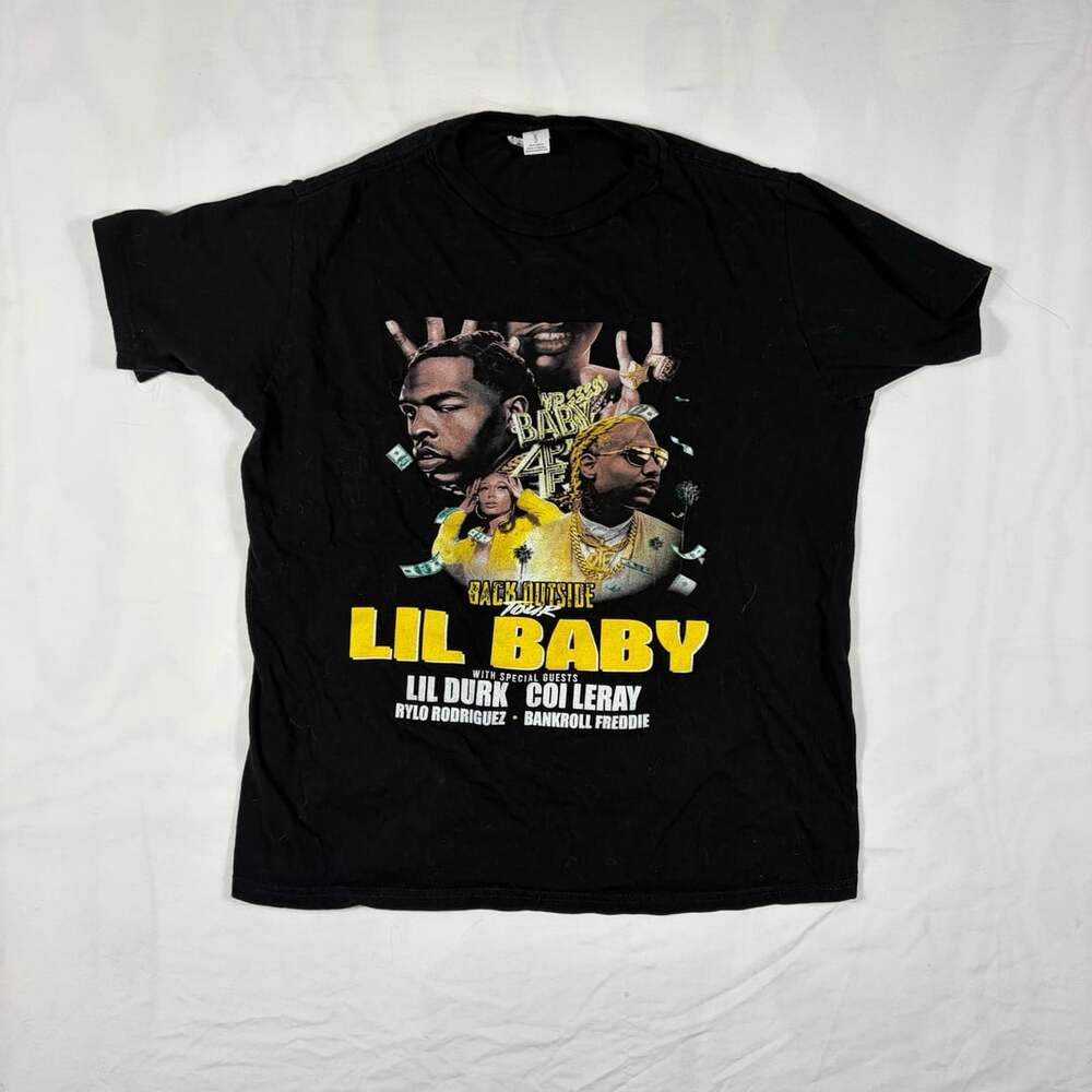 Lil Baby The Back Outside Tour 2021 Concert T-Shirt Black M